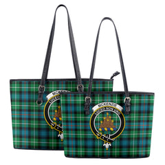 McKenzie Ancient Tartan Crest Leather Tote Bag