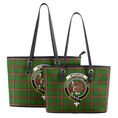 McKinnon Hunting Modern Tartan Crest Leather Tote Bag