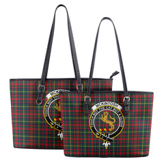 McKintosh Hunting Modern Tartan Crest Leather Tote Bag