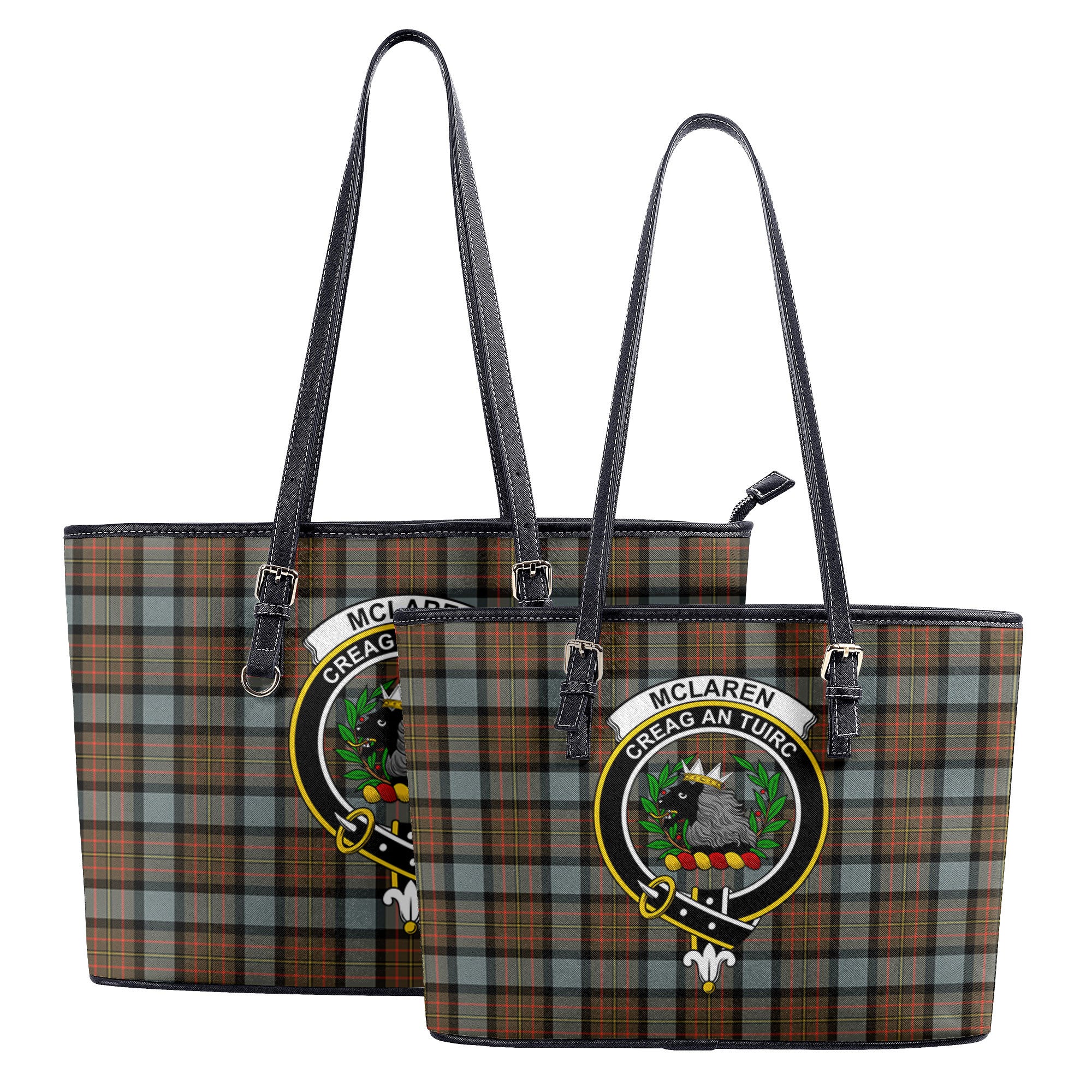 McLaren Weathered Tartan Crest Leather Tote Bag