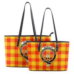 McMillan Clan Tartan Crest Leather Tote Bag