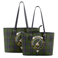 McMillan Hunting Modern Tartan Crest Leather Tote Bag