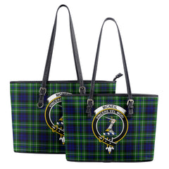 McNeil of Colonsay Modern Tartan Crest Leather Tote Bag