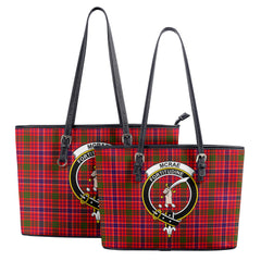 McRae Modern Tartan Crest Leather Tote Bag