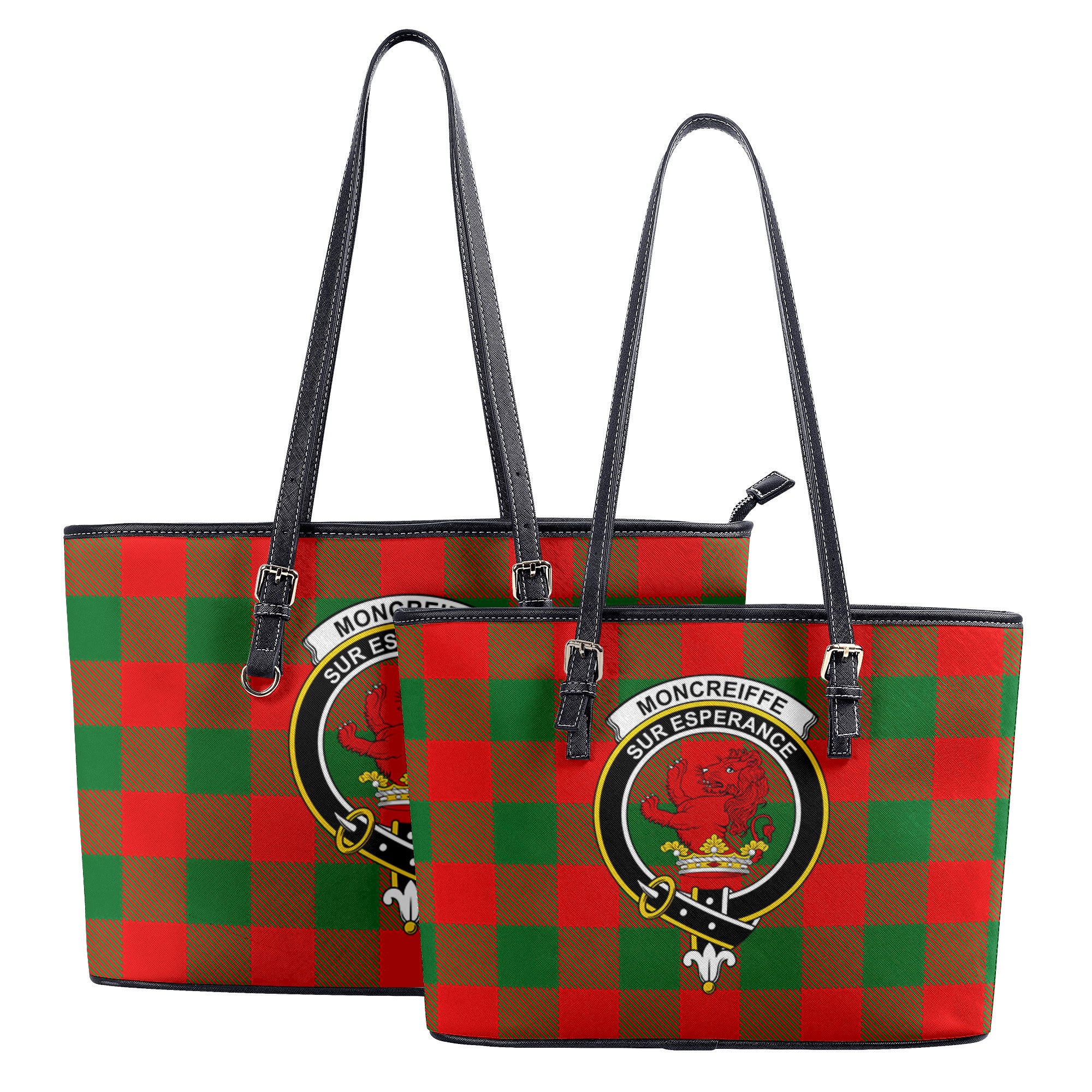 Moncreiffe (or Moncreiff) Tartan Crest Leather Tote Bag