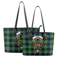 Mow Tartan Crest Leather Tote Bag