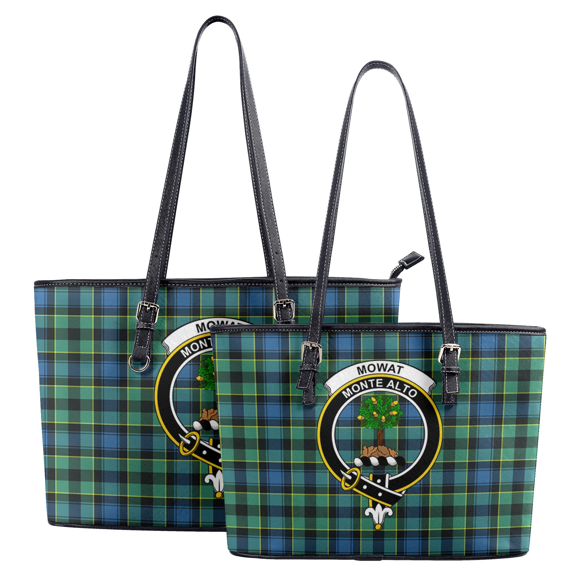 Mowat Ancient Tartan Crest Leather Tote Bag