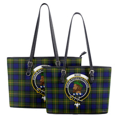 Muir Tartan Crest Leather Tote Bag