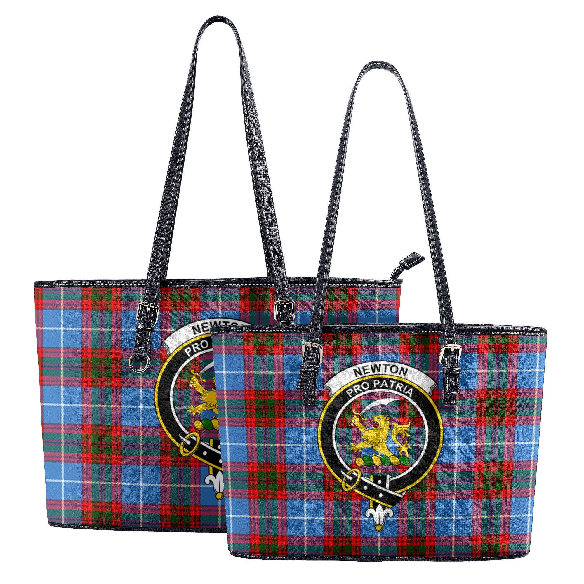 Newton Tartan Crest Leather Tote Bag