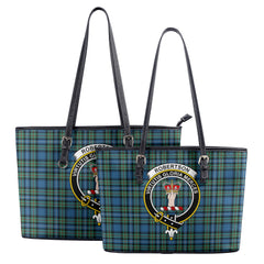 Robertson Hunting Ancient Tartan Crest Leather Tote Bag