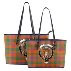 Ross Ancient Tartan Crest Leather Tote Bag