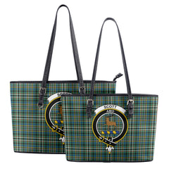 Scott Green Ancient Tartan Crest Leather Tote Bag