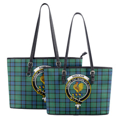 Sinclair Hunting Ancient Tartan Crest Leather Tote Bag