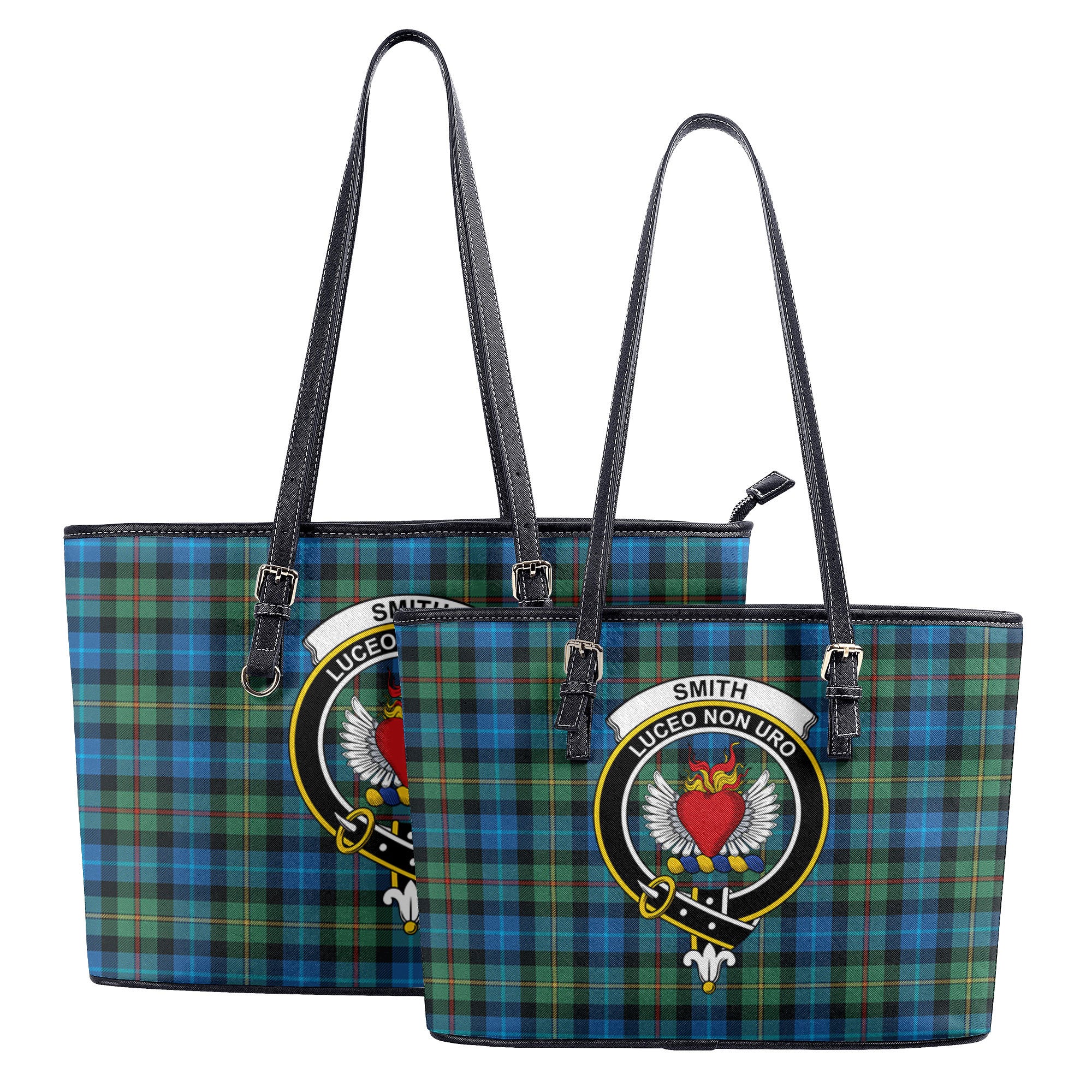 Smith Ancient Tartan Crest Leather Tote Bag