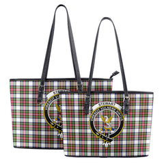 Stewart Dress Modern Tartan Crest Leather Tote Bag