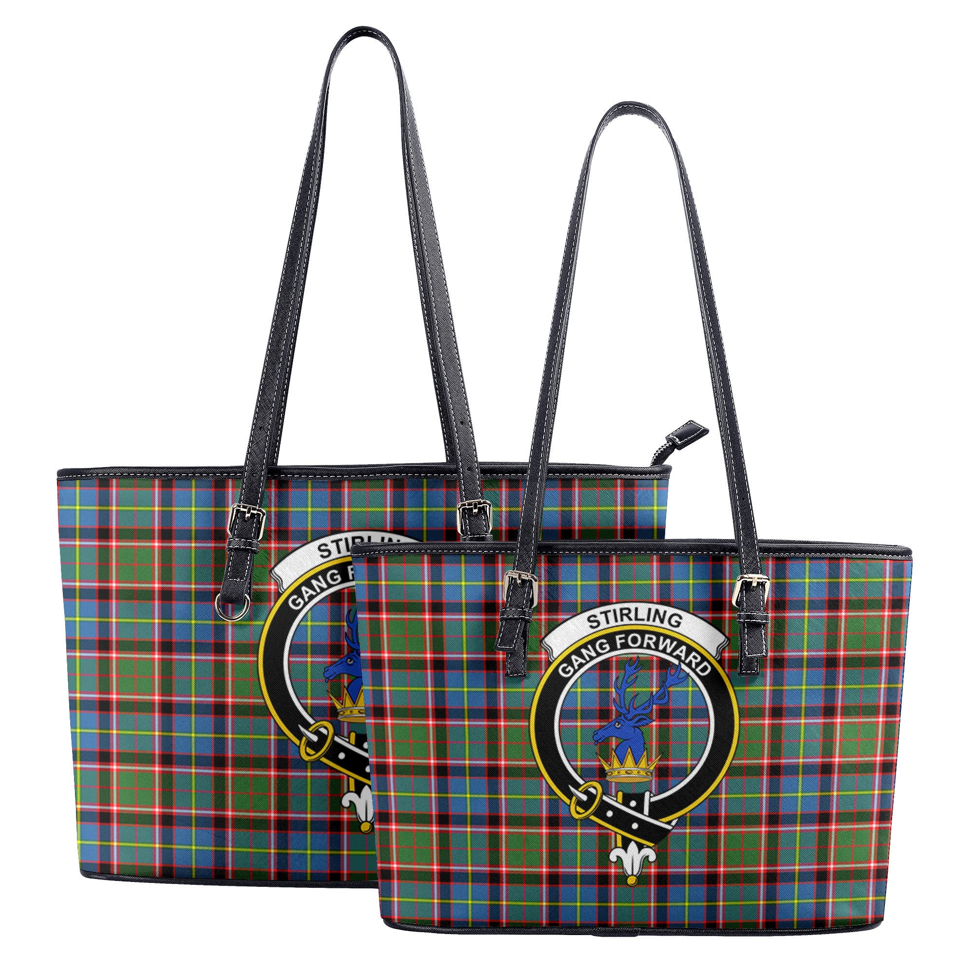 Stirling (of Cadder-Present Chief) Tartan Crest Leather Tote Bag