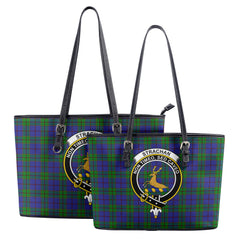 Strachan Tartan Crest Leather Tote Bag