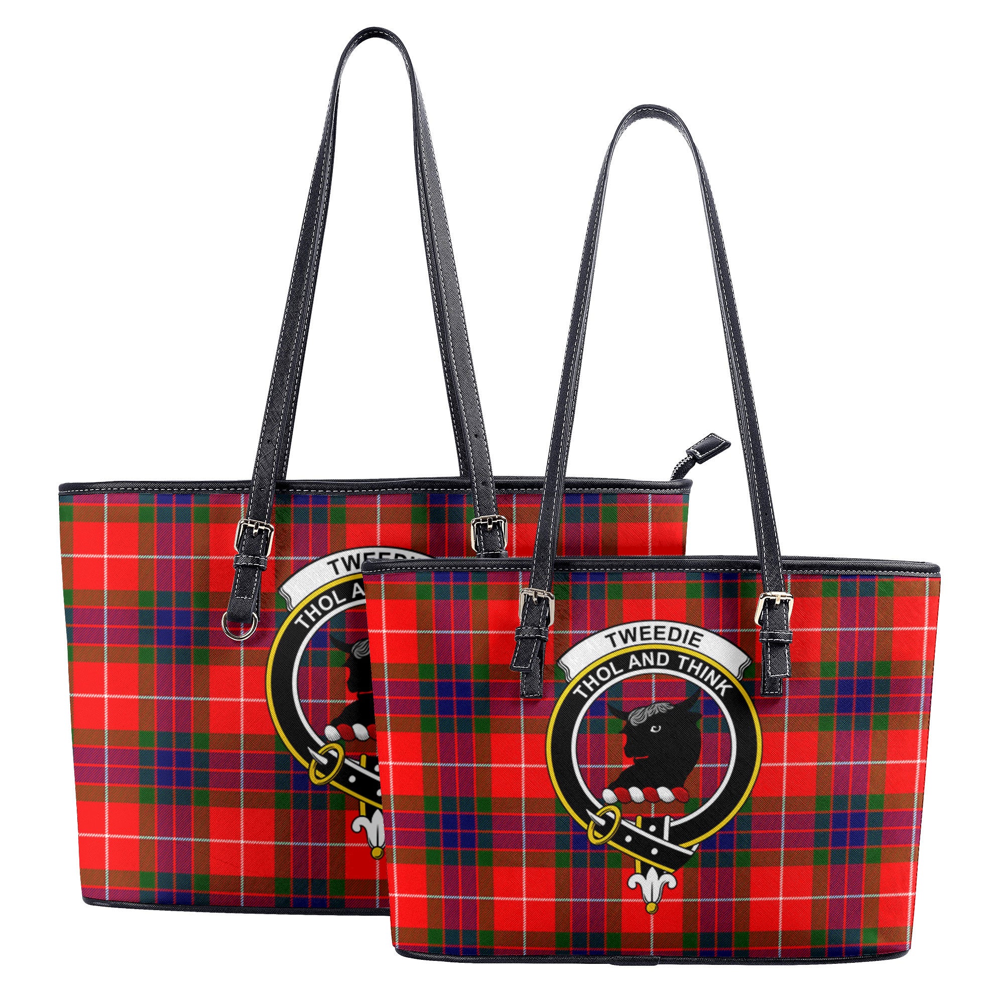 Tweedie Tartan Crest Leather Tote Bag