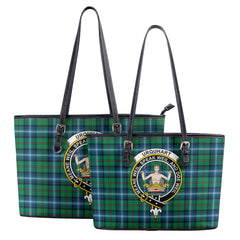 Urquhart Ancient Tartan Crest Leather Tote Bag