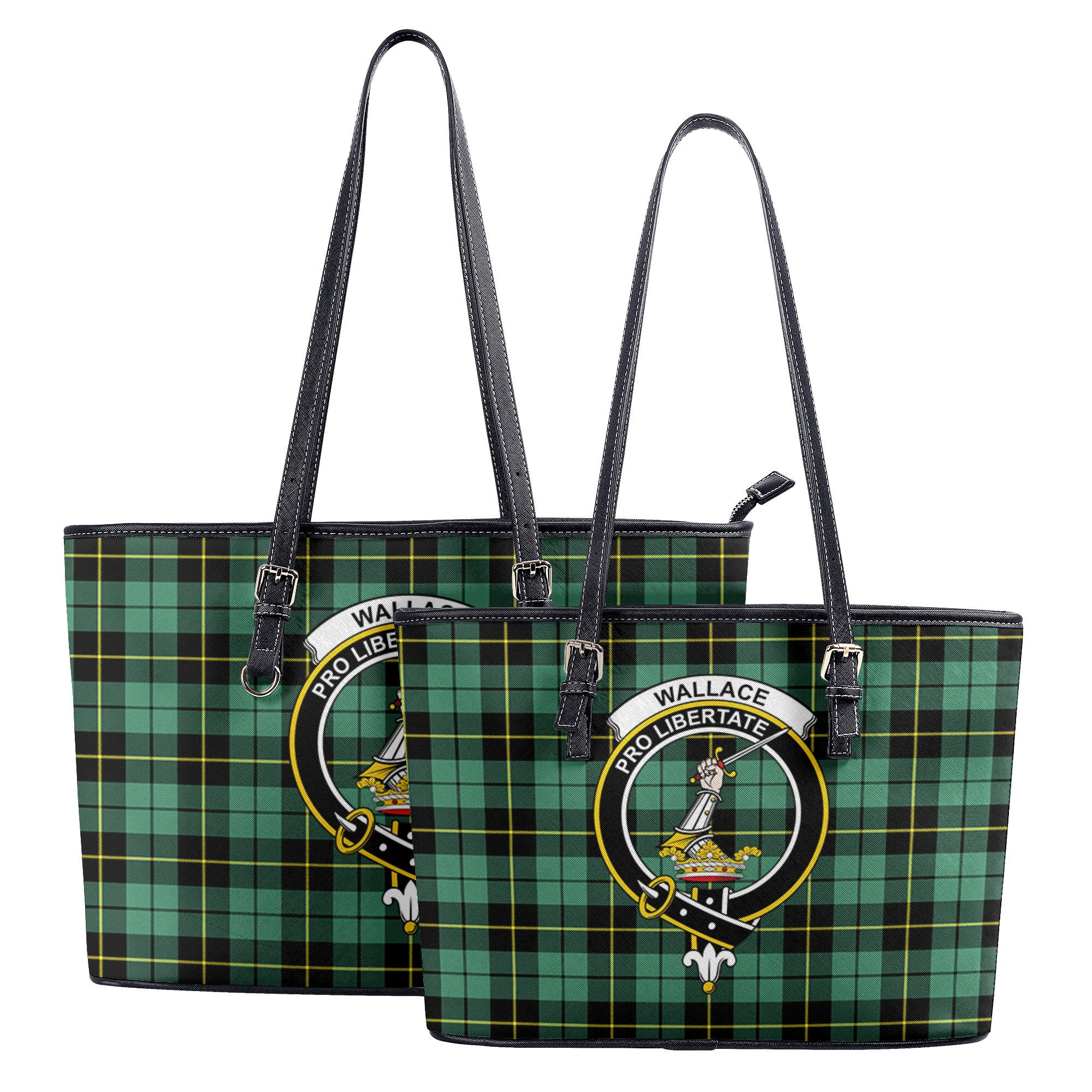 Wallace Hunting Ancient Tartan Crest Leather Tote Bag