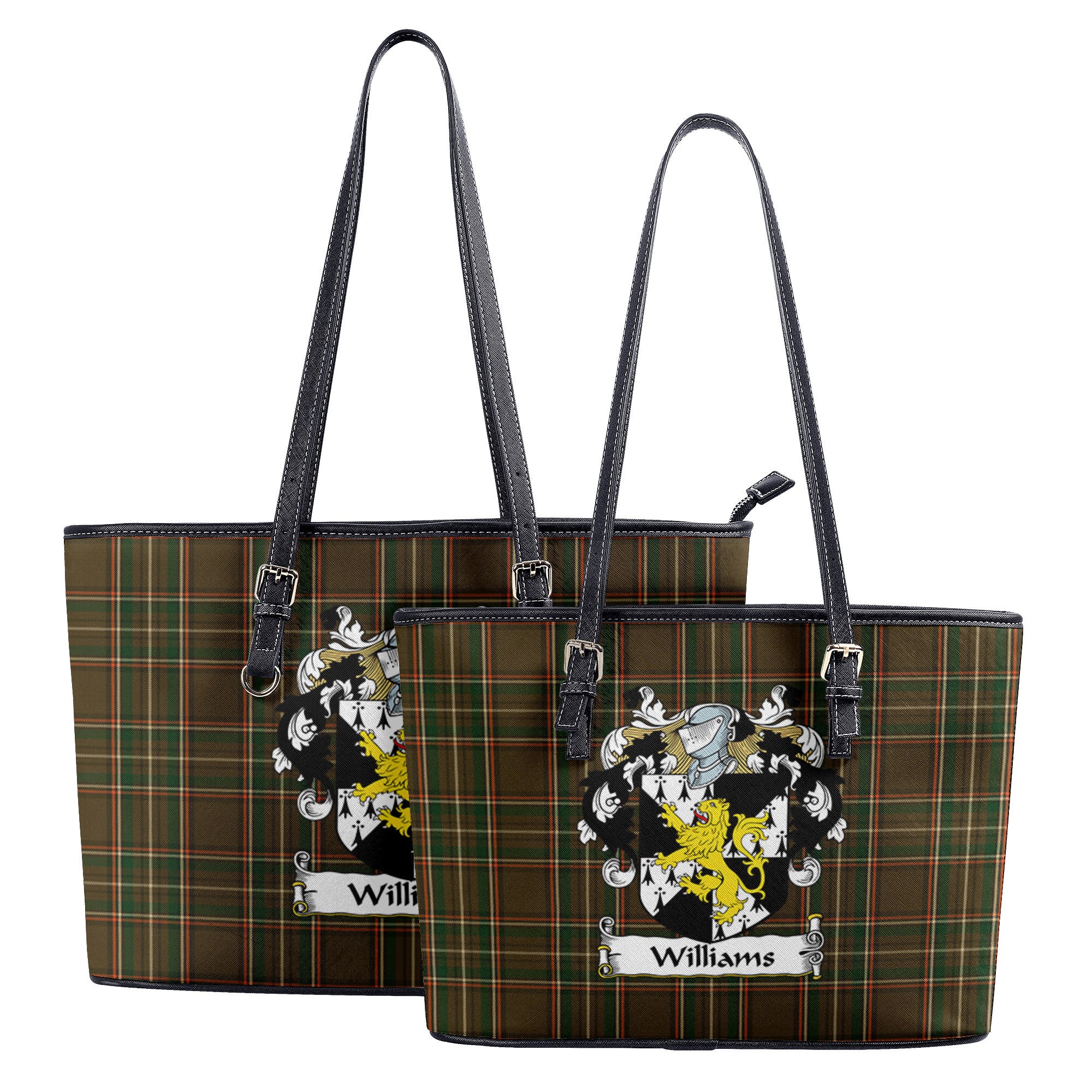 Williams Tartan Crest Leather Tote Bag