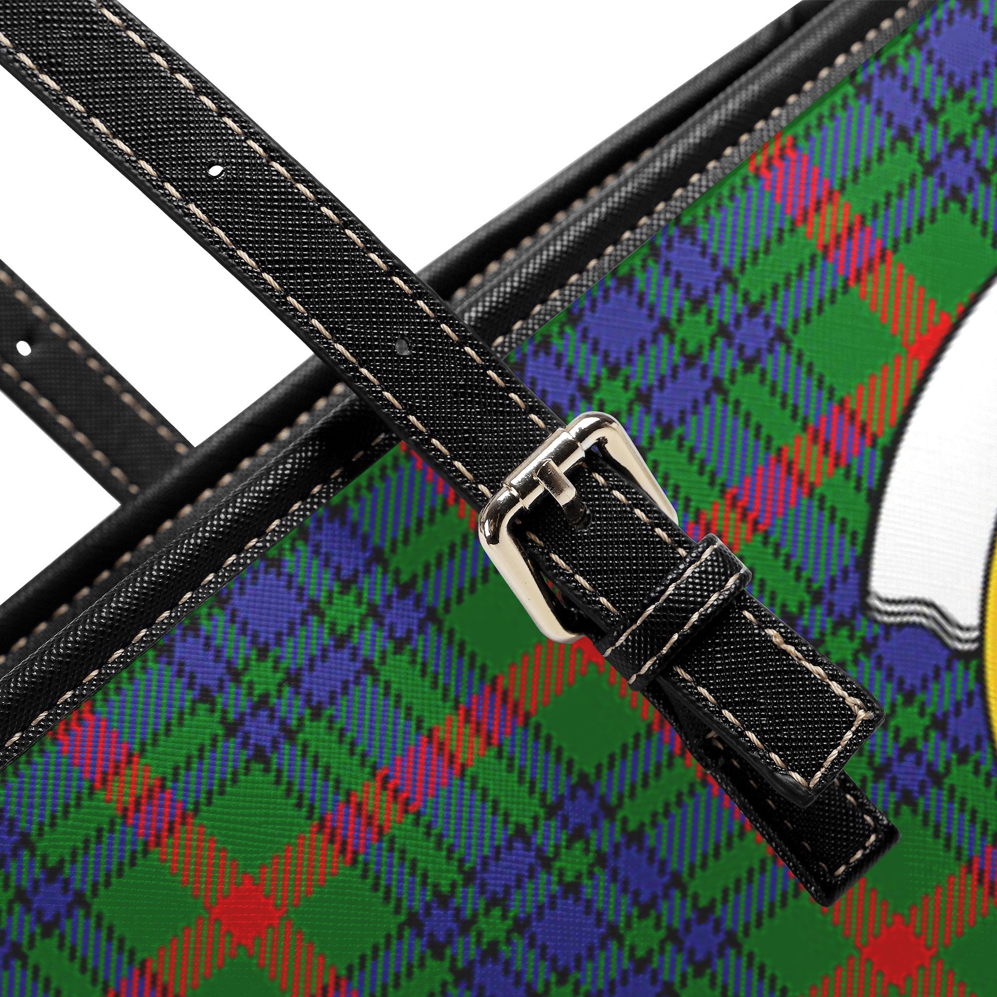 Aiton Tartan Crest Leather Tote Bag