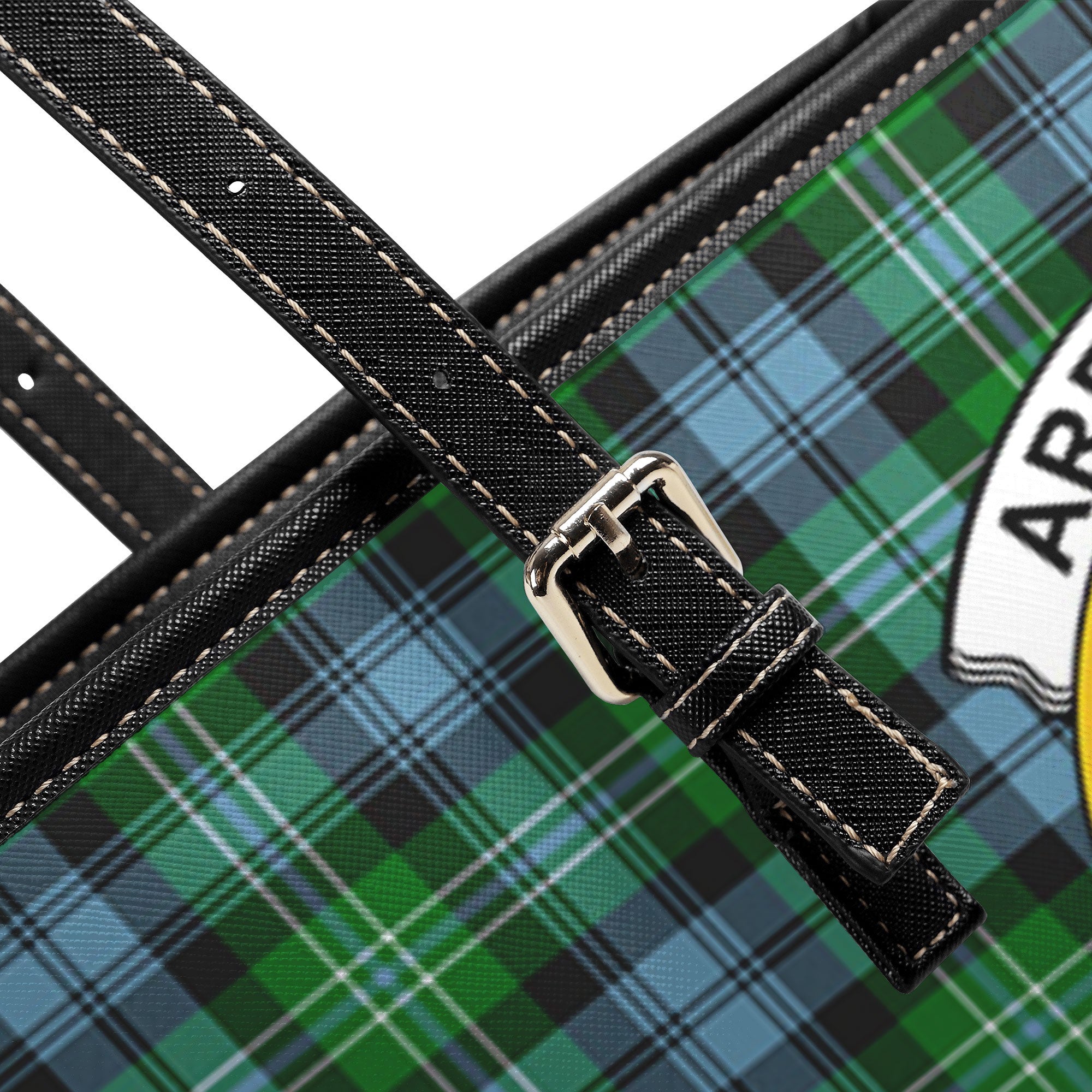 Arbuthnot Ancient Tartan Crest Leather Tote Bag