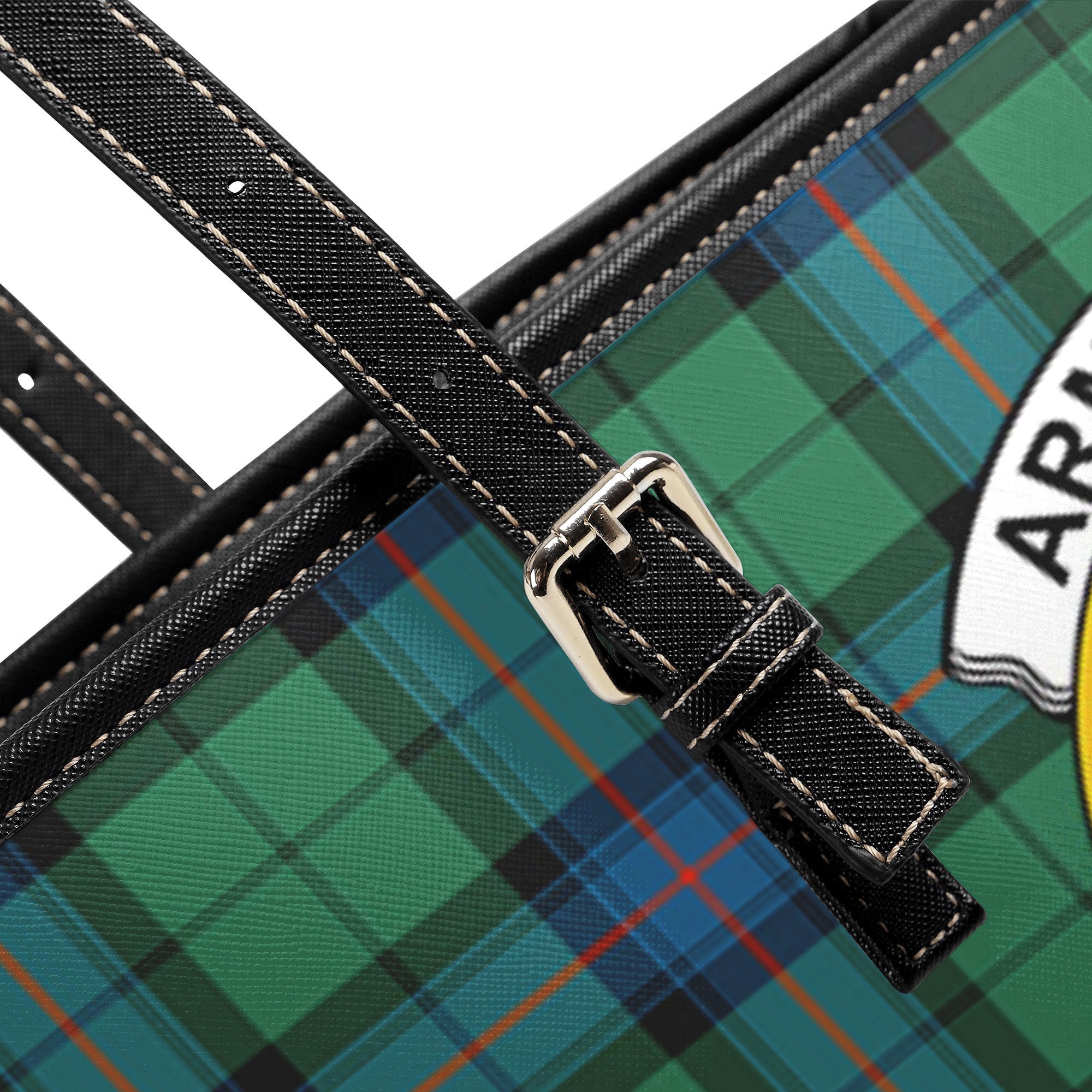 Armstrong Ancient Tartan Crest Leather Tote Bag