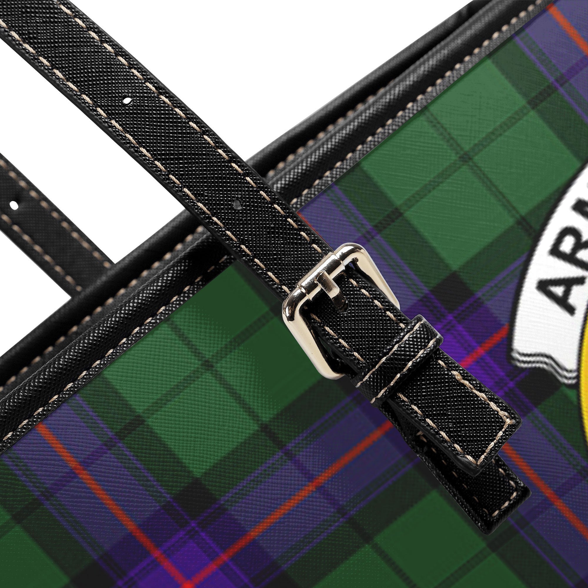 Armstrong Modern Tartan Crest Leather Tote Bag