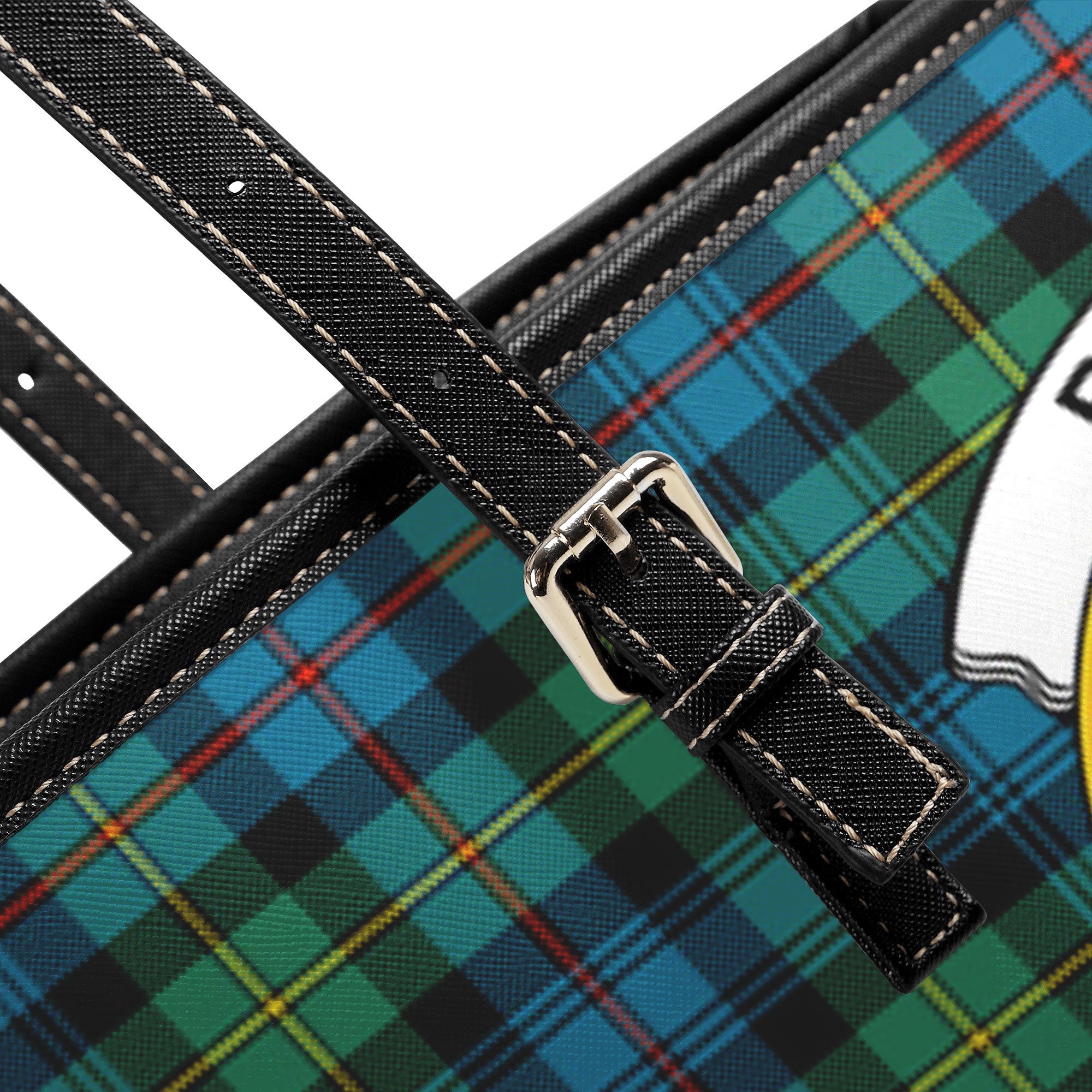 Baillie Ancient Tartan Crest Leather Tote Bag