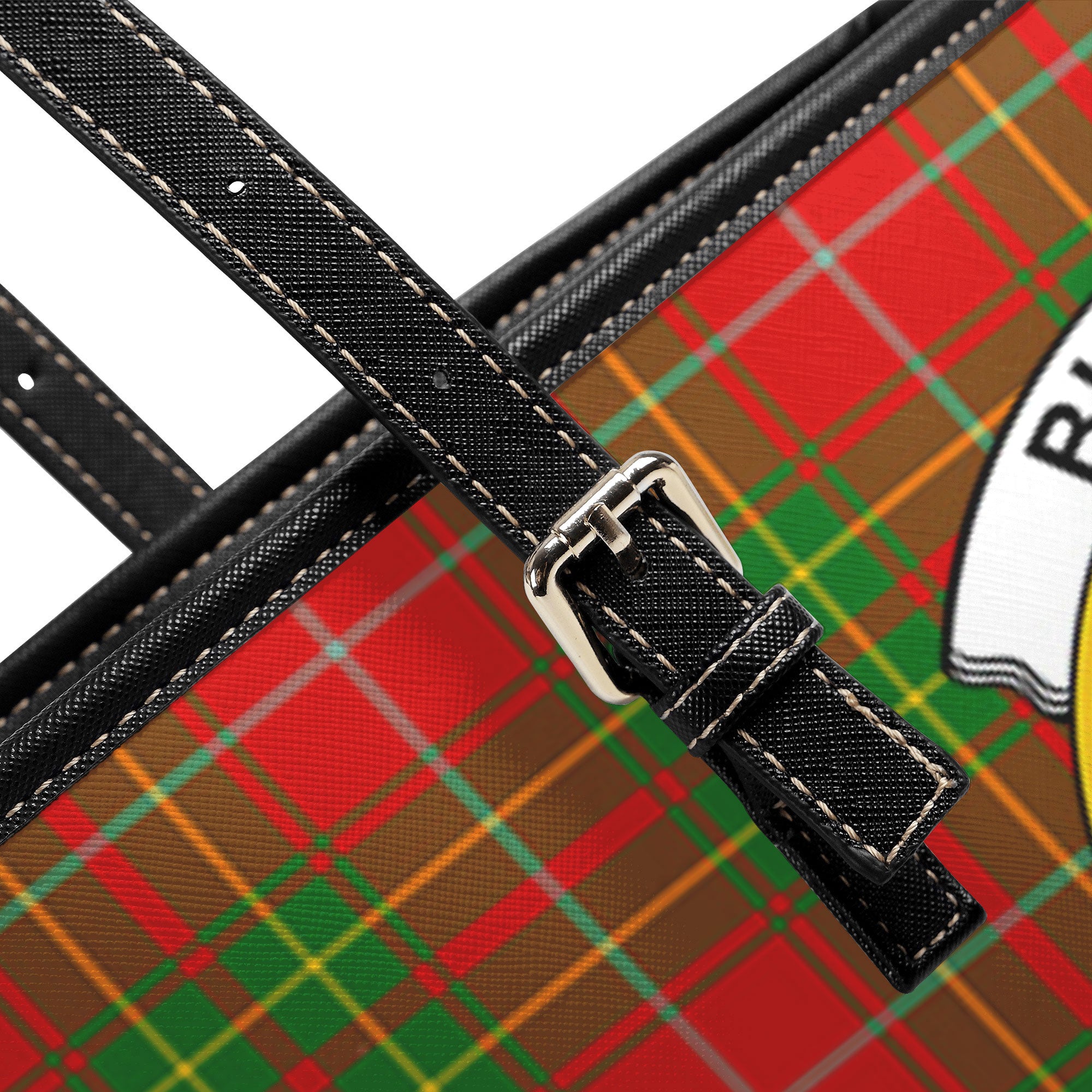 Burnett Ancient Tartan Crest Leather Tote Bag