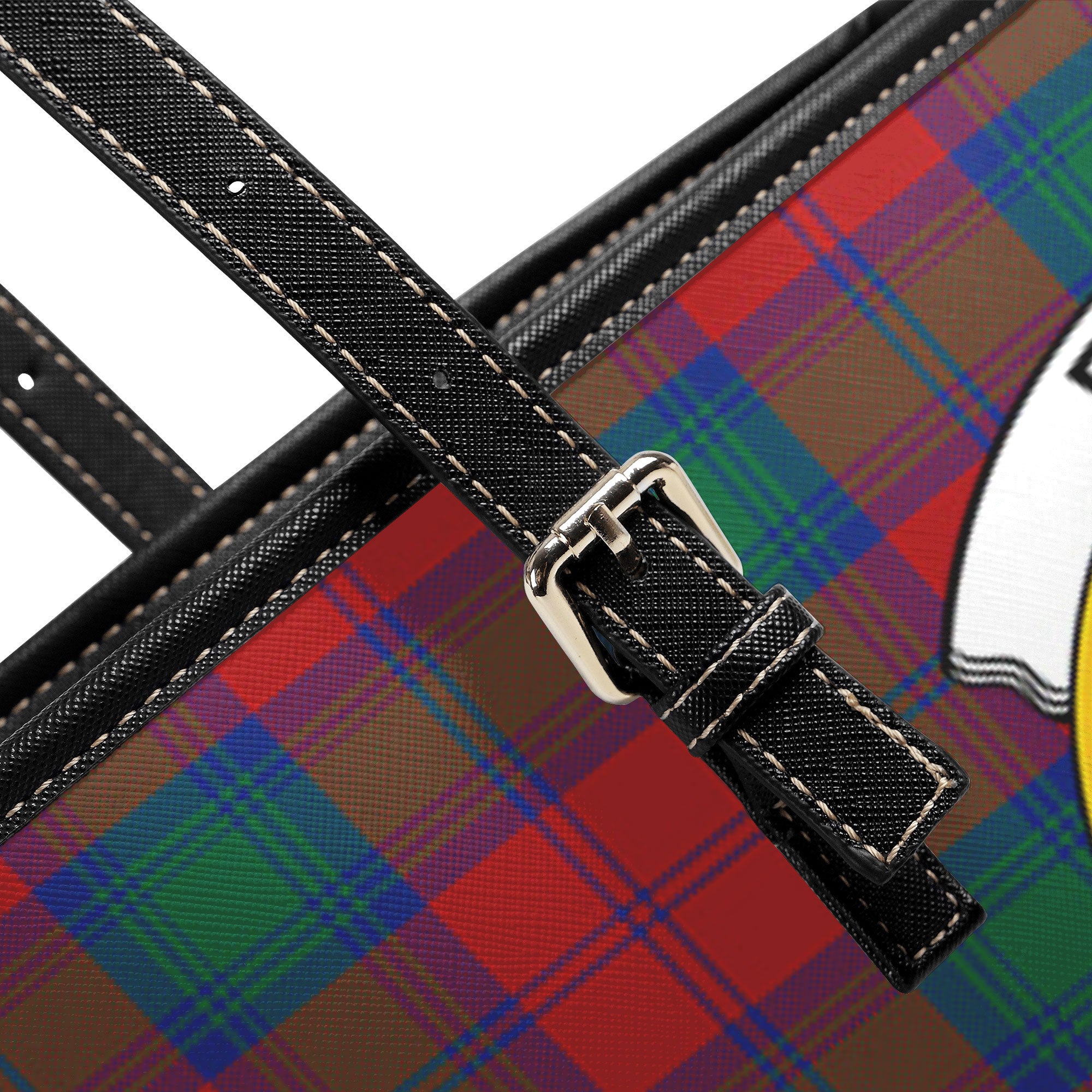 Byres Tartan Crest Leather Tote Bag