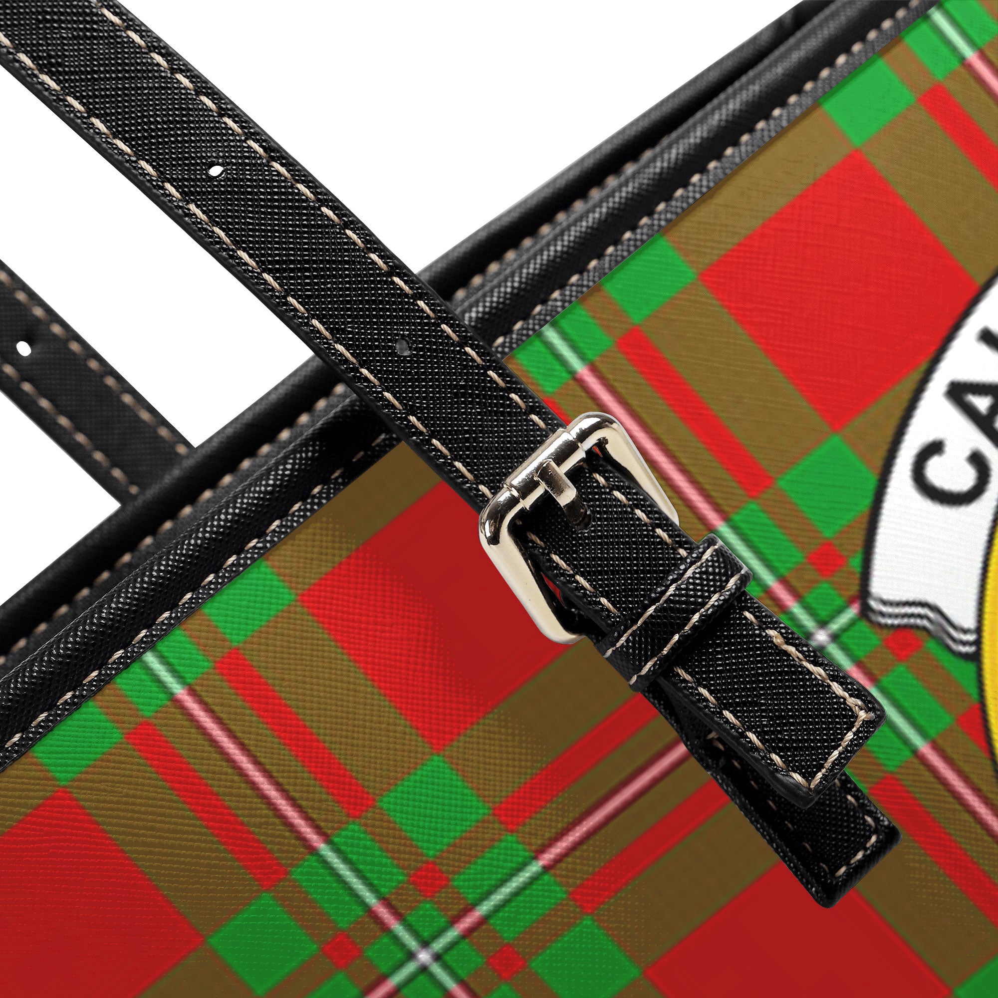 Callander Tartan Crest Leather Tote Bag