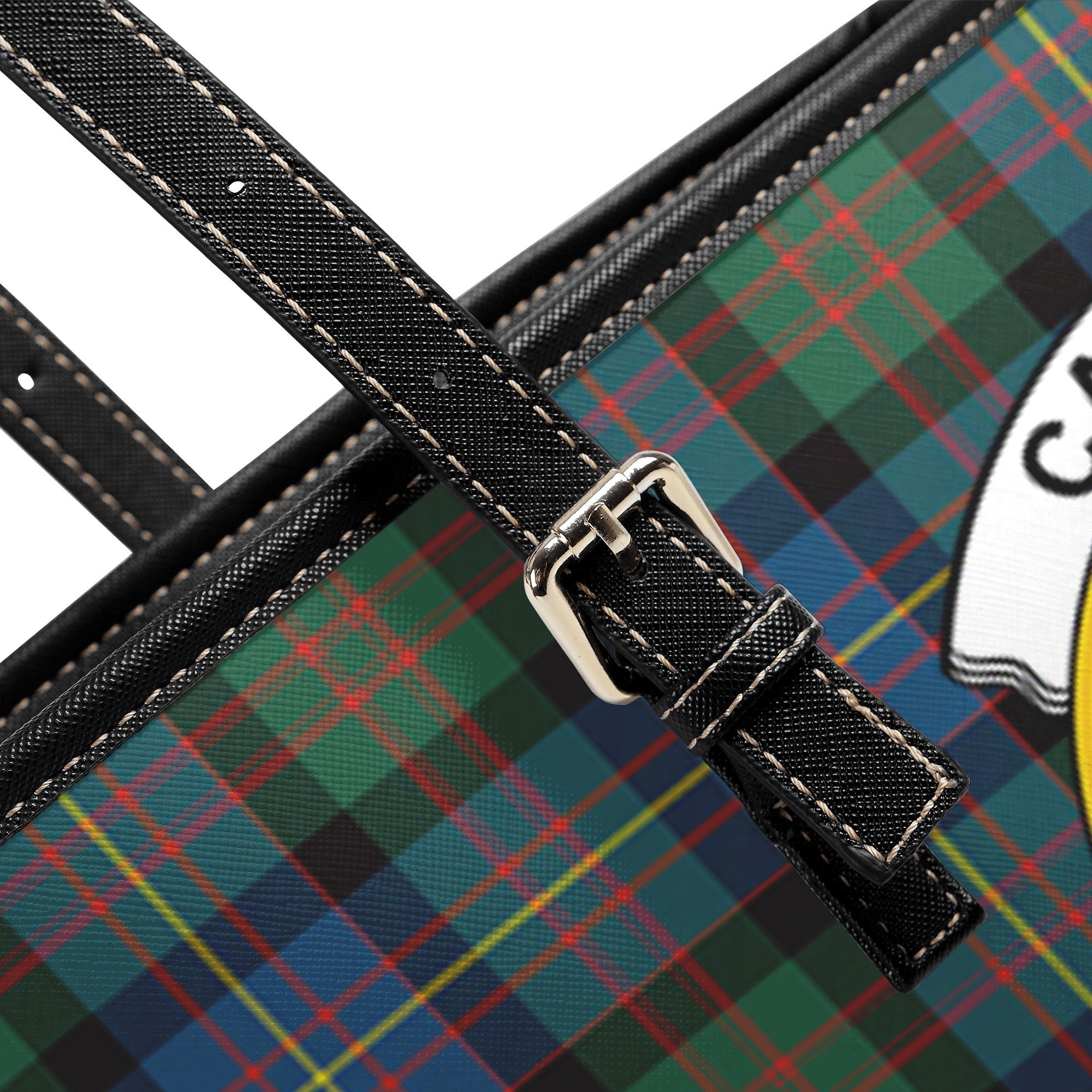 Cameron of Erracht Ancient Tartan Crest Leather Tote Bag