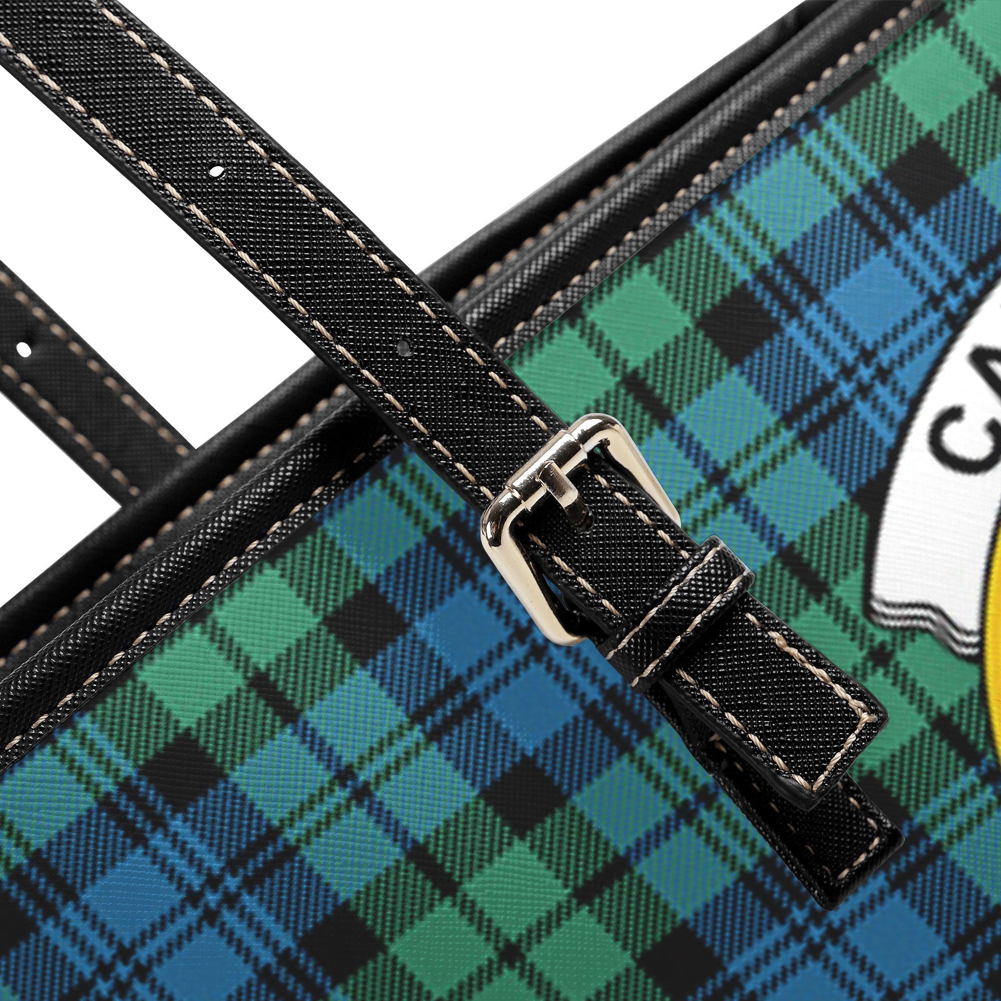 Campbell Ancient 01 Tartan Crest Leather Tote Bag