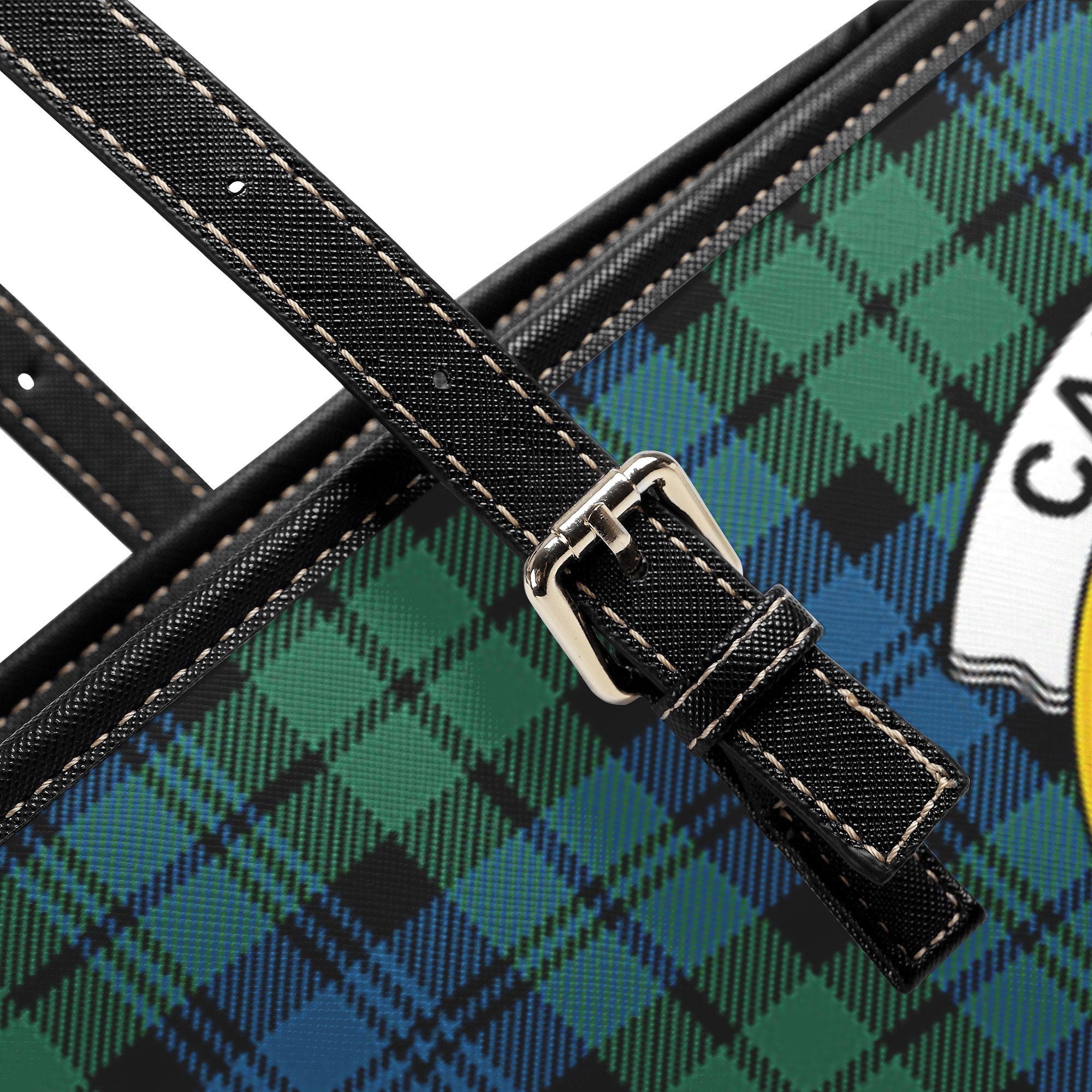 Campbell Ancient 02 Tartan Crest Leather Tote Bag