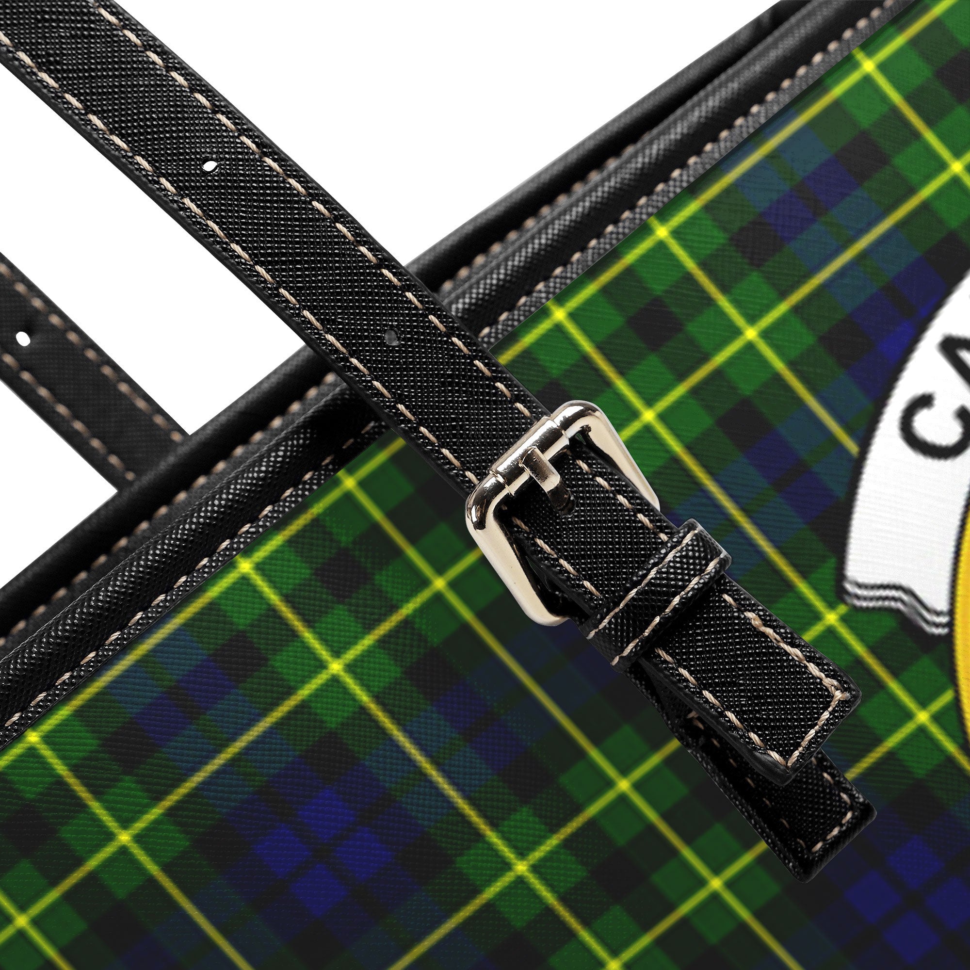 Campbell of Breadalbane Modern Tartan Crest Leather Tote Bag