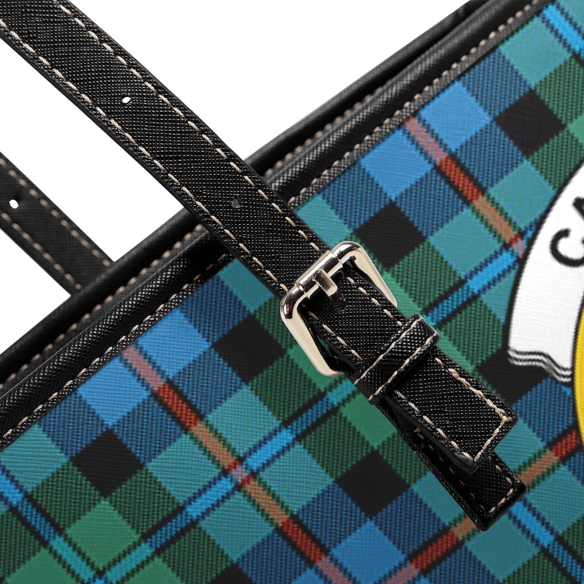 Campbell of Cawdor Ancient Tartan Crest Leather Tote Bag