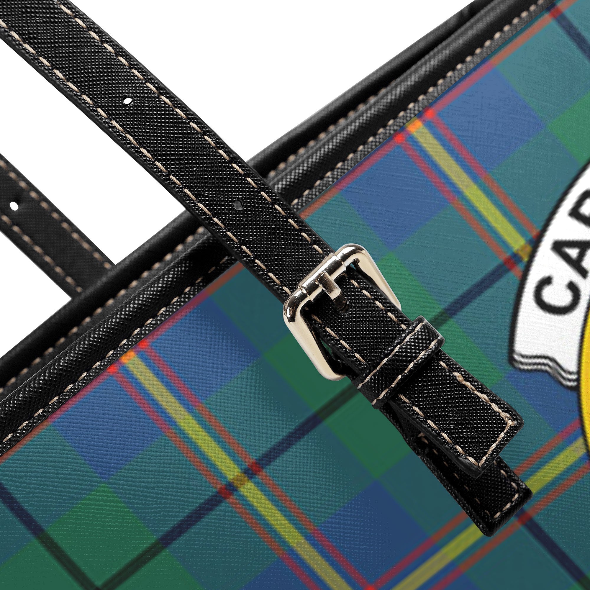 Carmichael Ancient Tartan Crest Leather Tote Bag