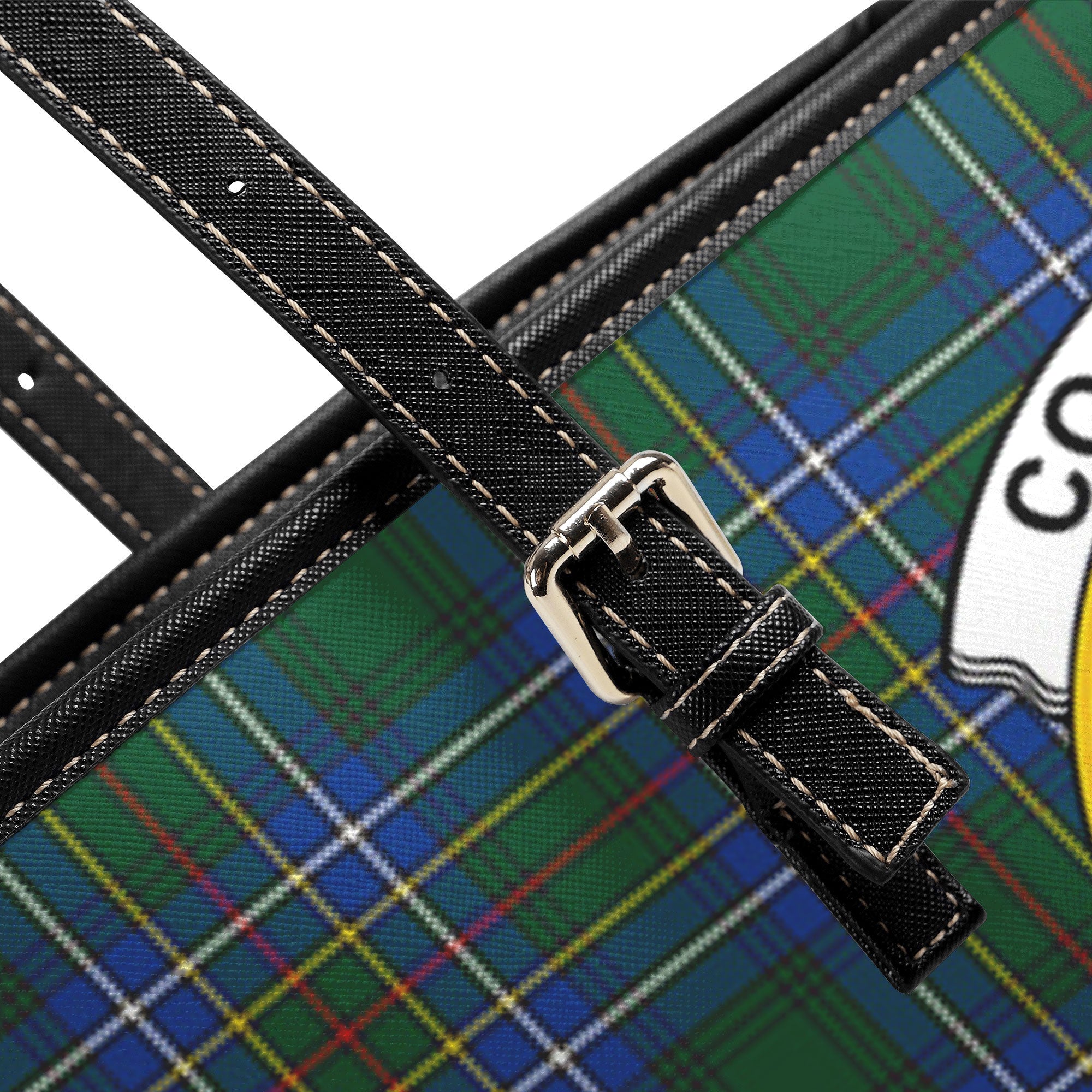 Cockburn Ancient Tartan Crest Leather Tote Bag