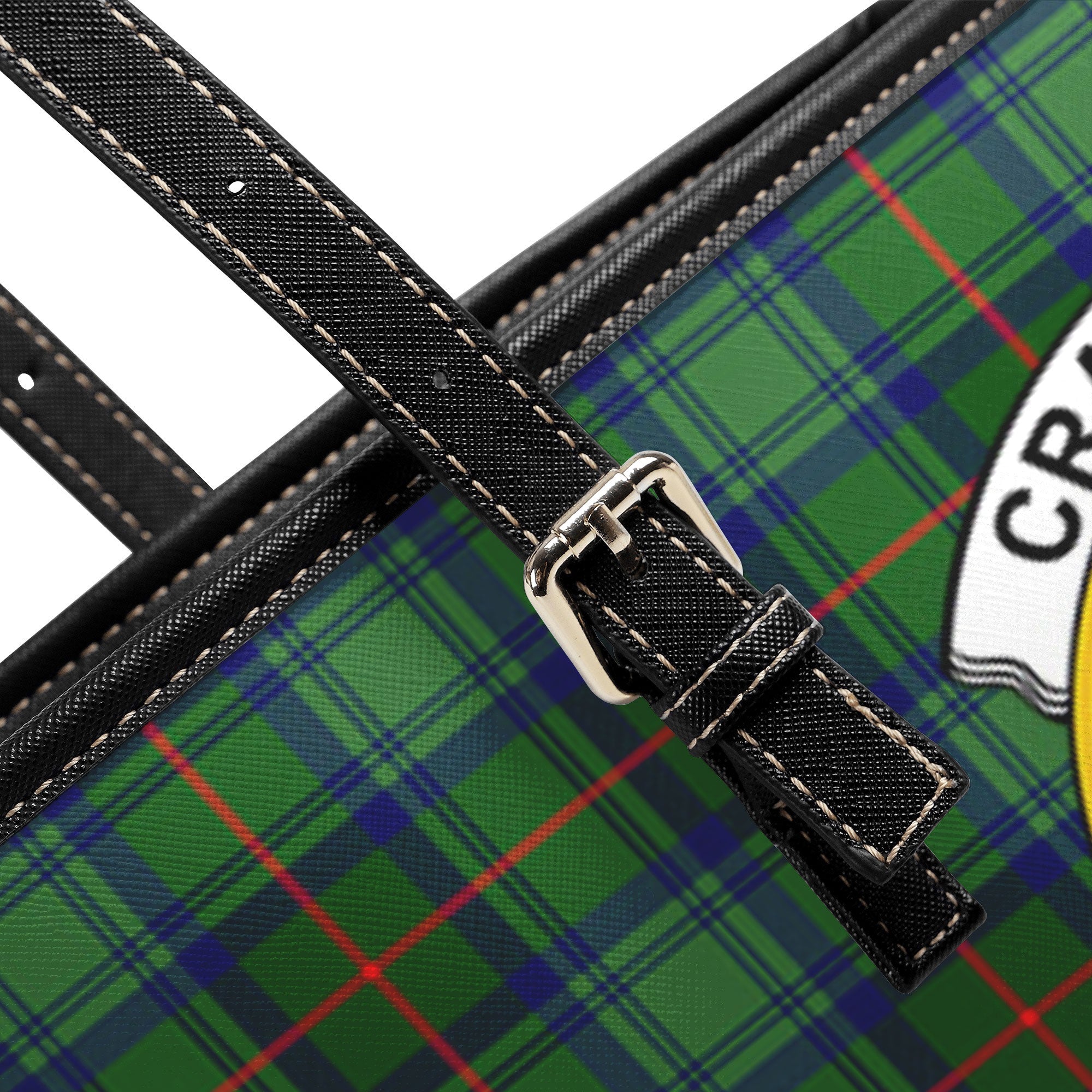 Cranstoun Tartan Crest Leather Tote Bag