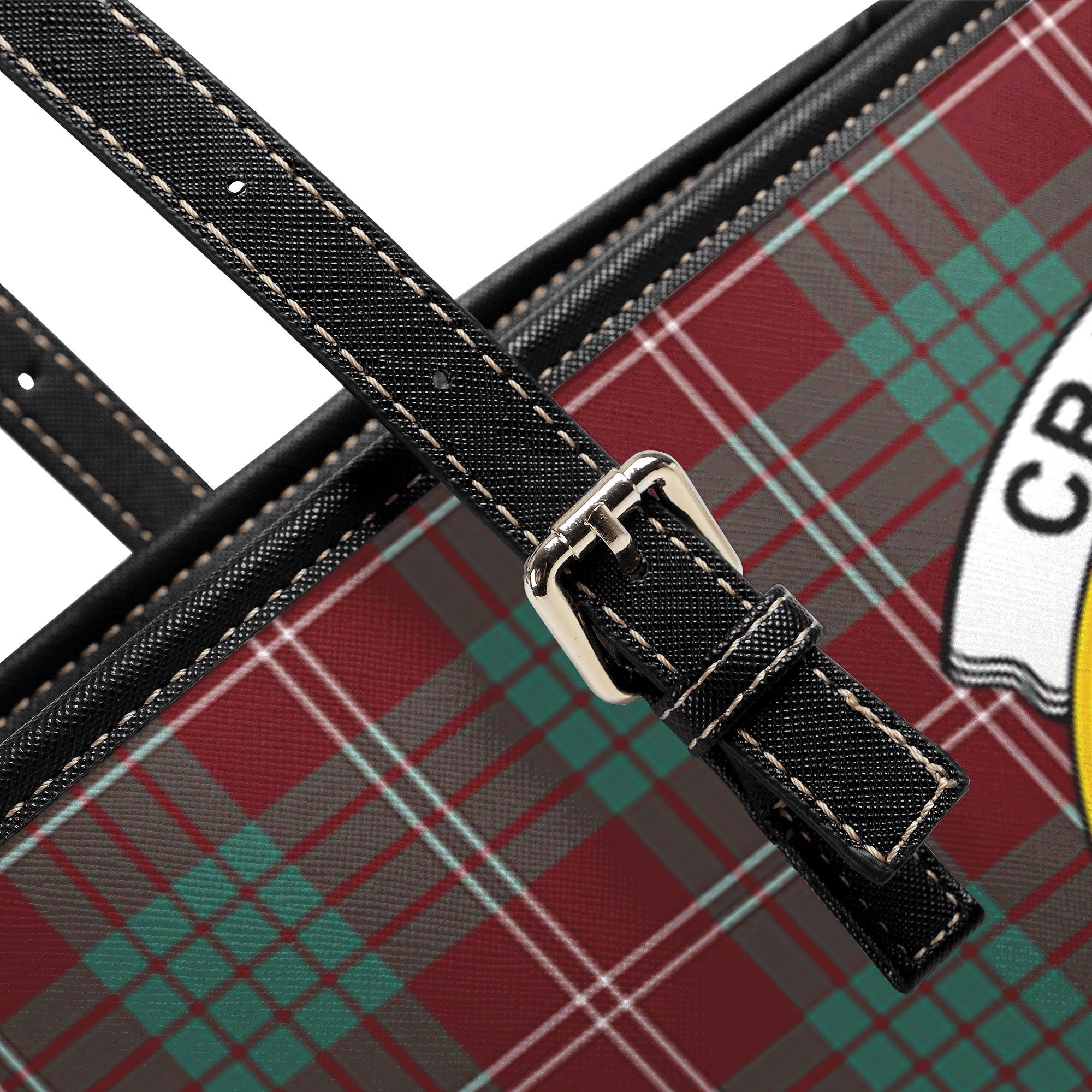 Crawford Modern Tartan Crest Leather Tote Bag