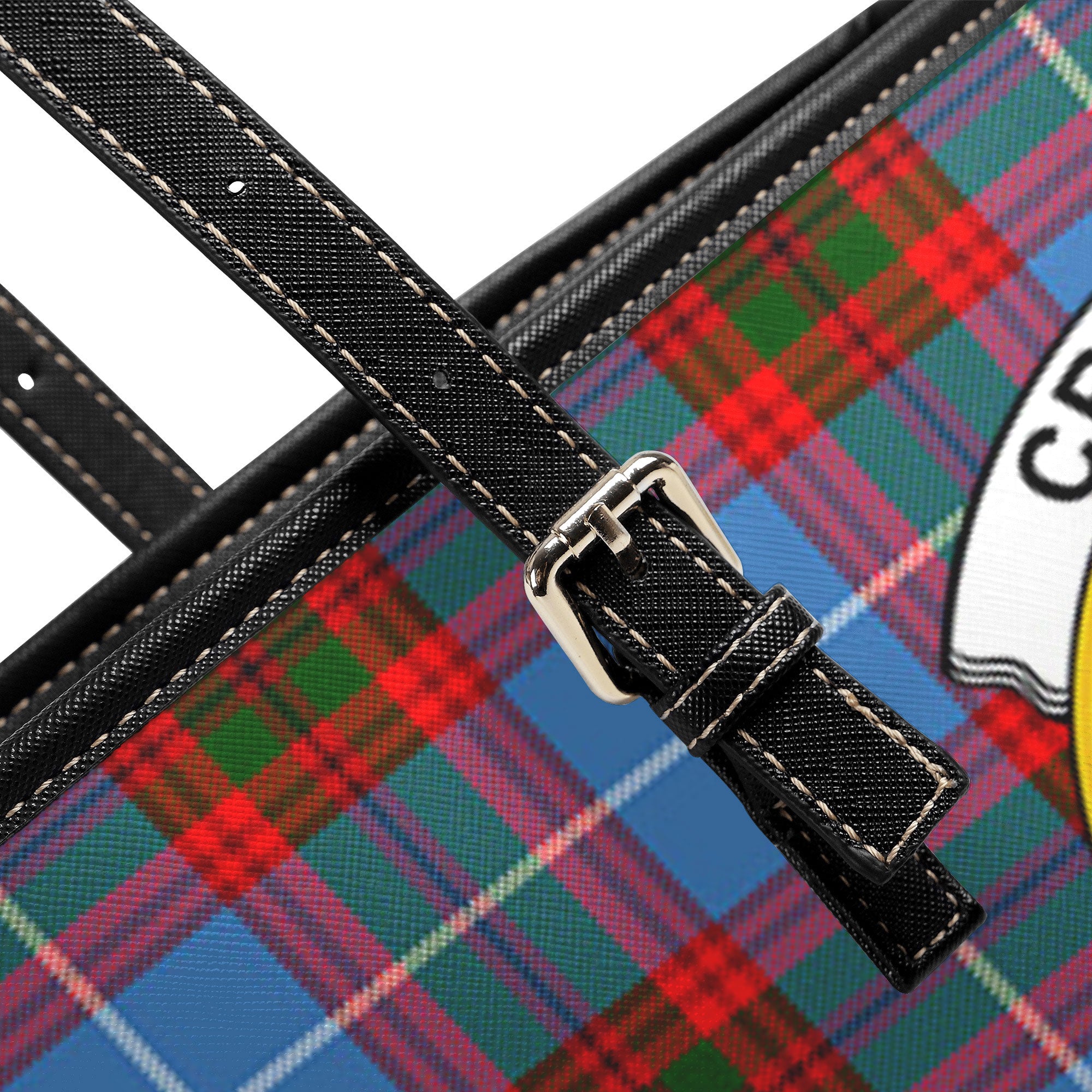 Crichton Tartan Crest Leather Tote Bag