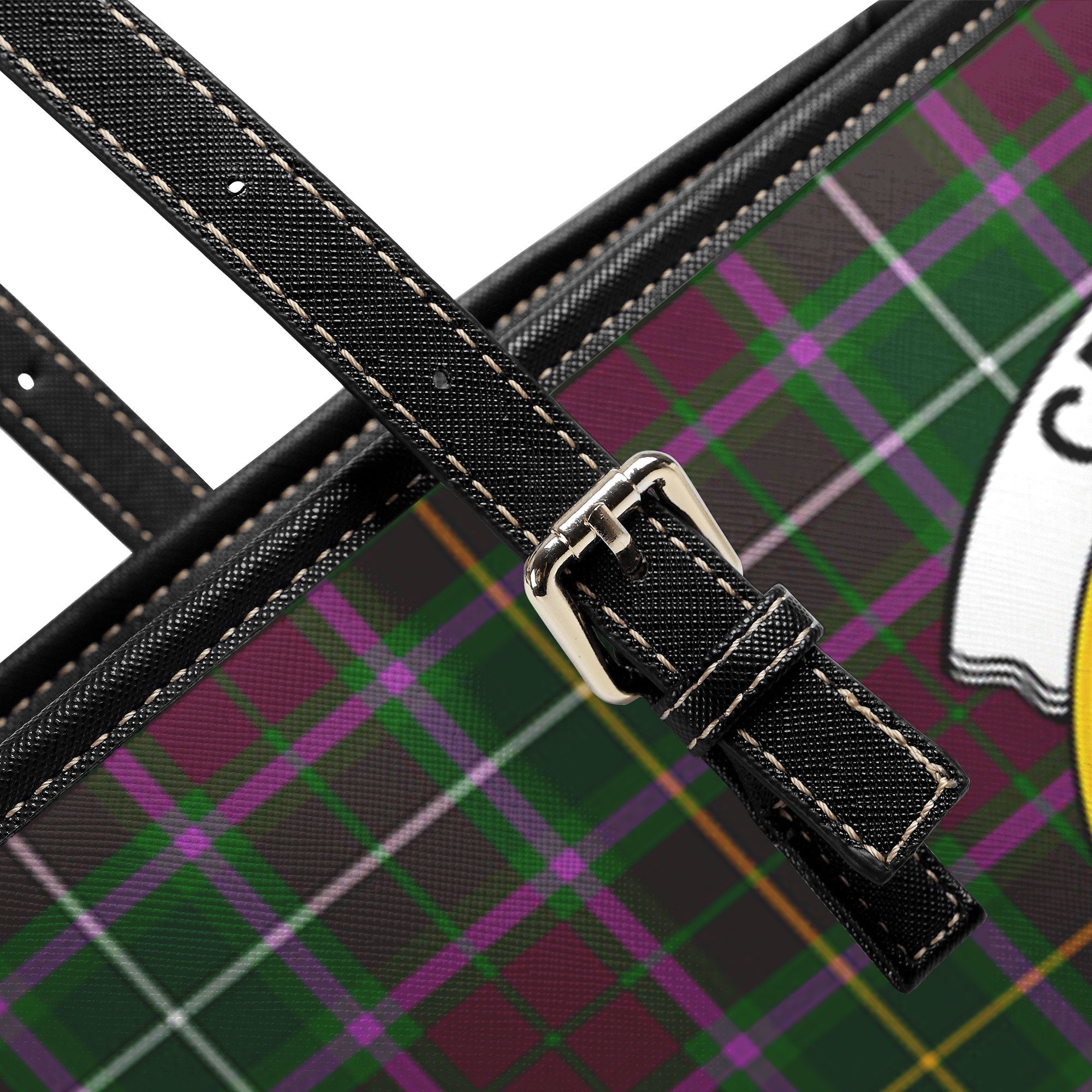 Crosbie Tartan Crest Leather Tote Bag