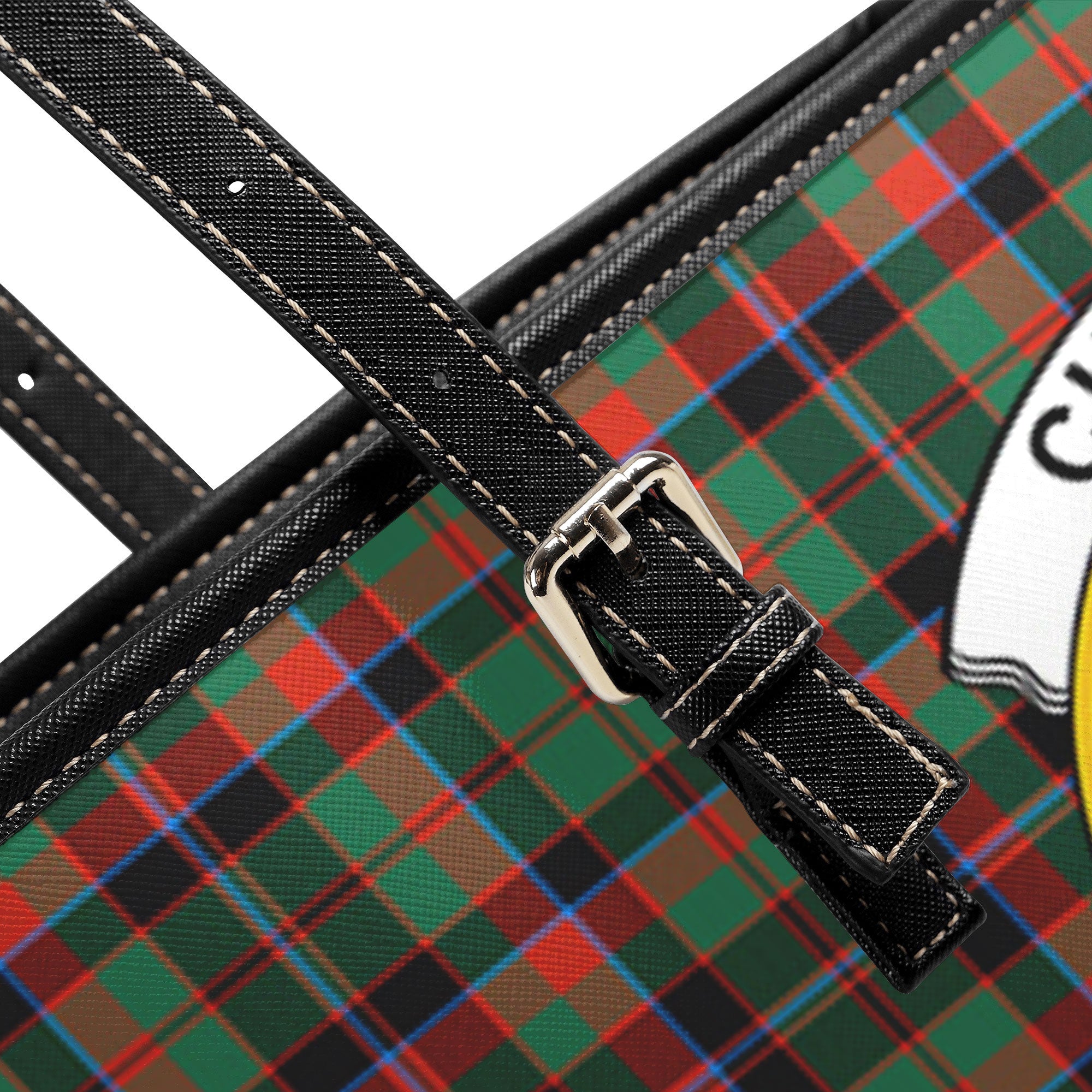 Cumming Hunting Ancient Tartan Crest Leather Tote Bag