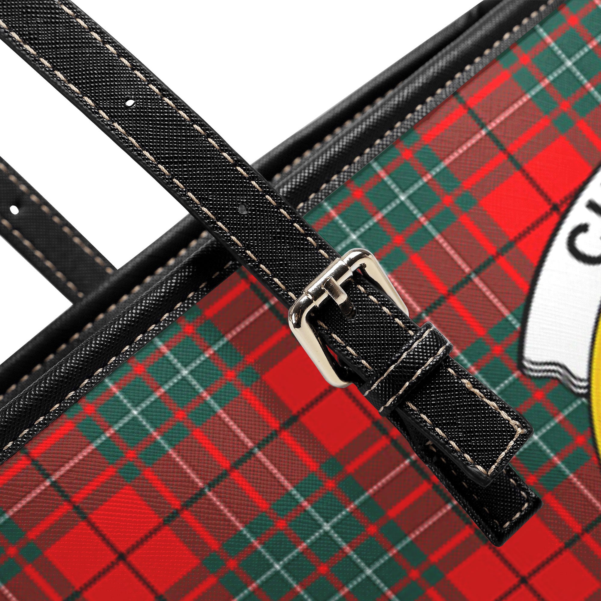 Cumming Modern Tartan Crest Leather Tote Bag