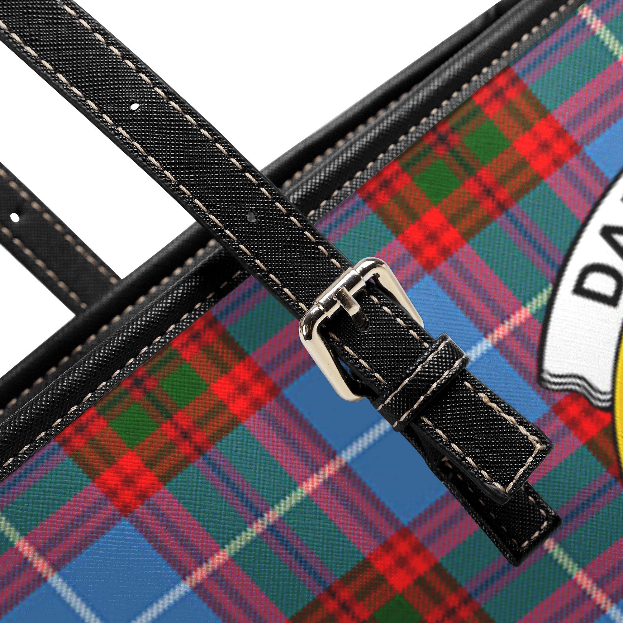 Dalmahoy Tartan Crest Leather Tote Bag