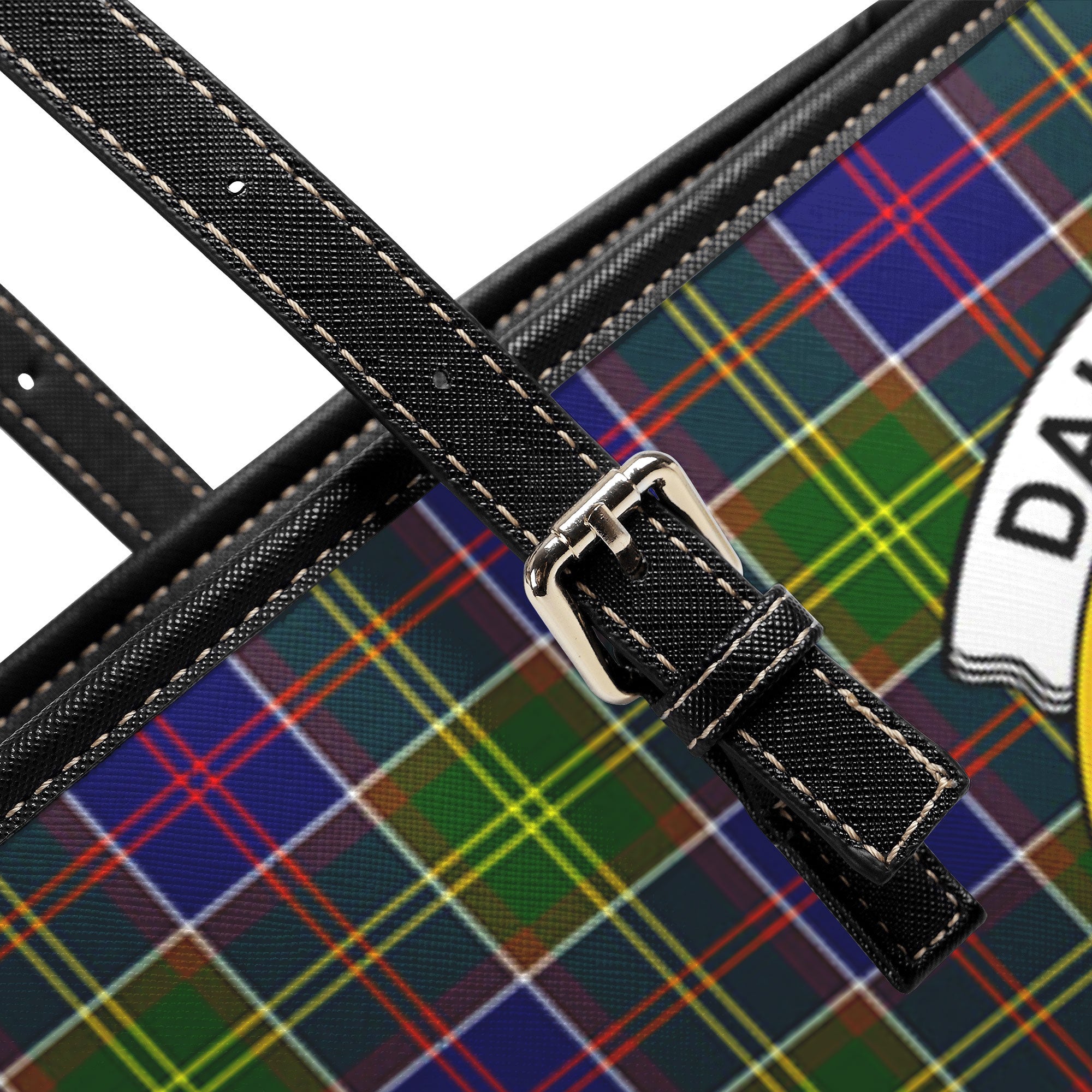 Dalrymple Tartan Crest Leather Tote Bag