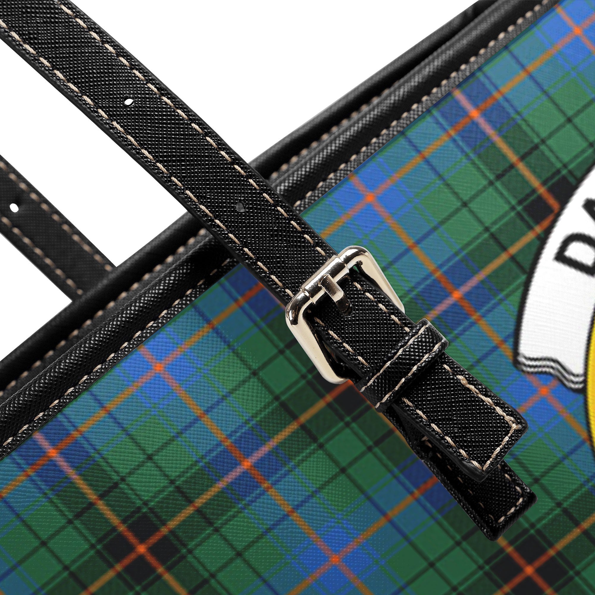 Davidson Ancient Tartan Crest Leather Tote Bag