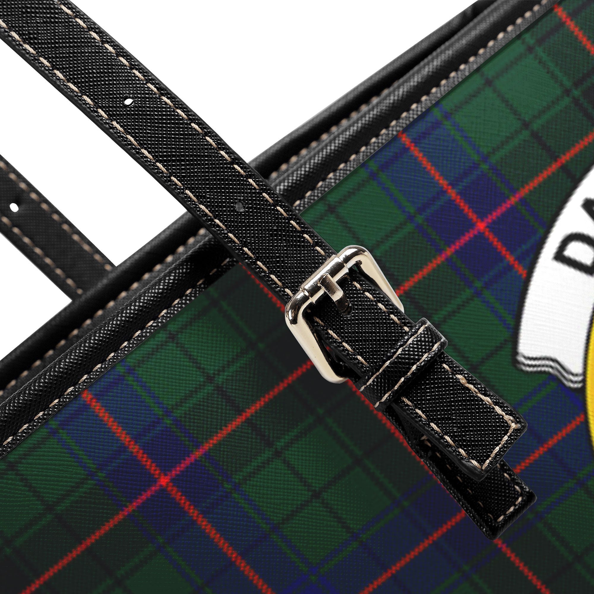 Davidson Modern Tartan Crest Leather Tote Bag